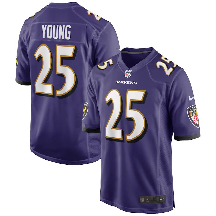 Men Baltimore Ravens 25 Tavon Young Nike Purple Game NFL Jersey